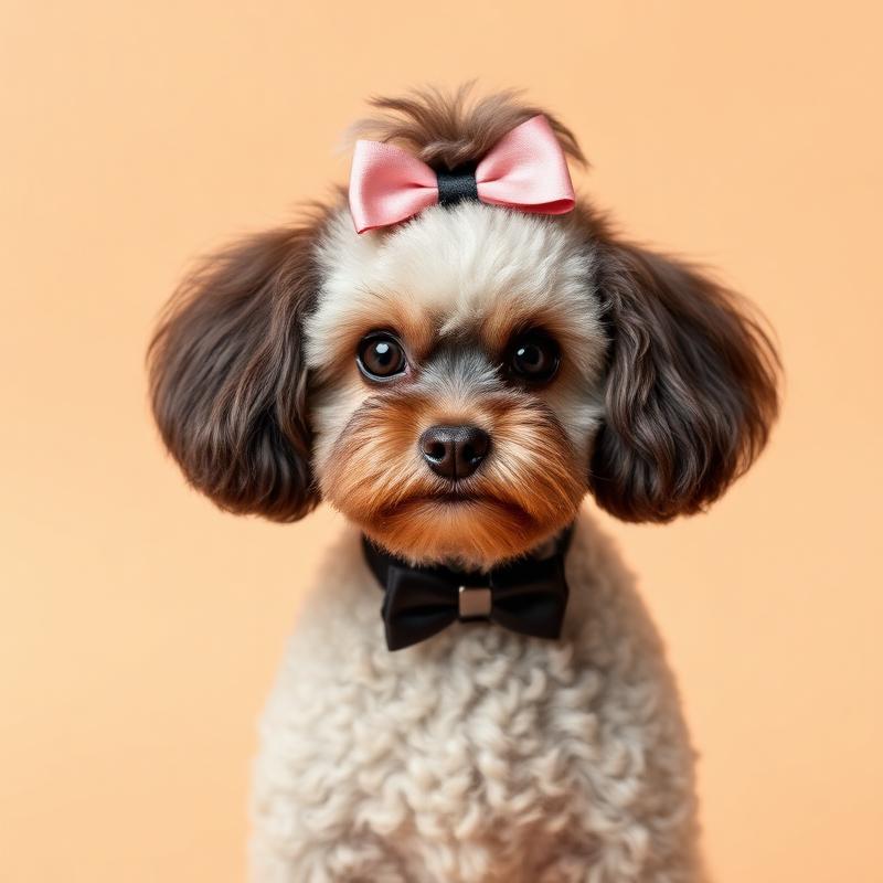 Freshly groomed pup with bow